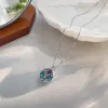 قلادة فضية مع قلادة الكريستال الملونة details Picture